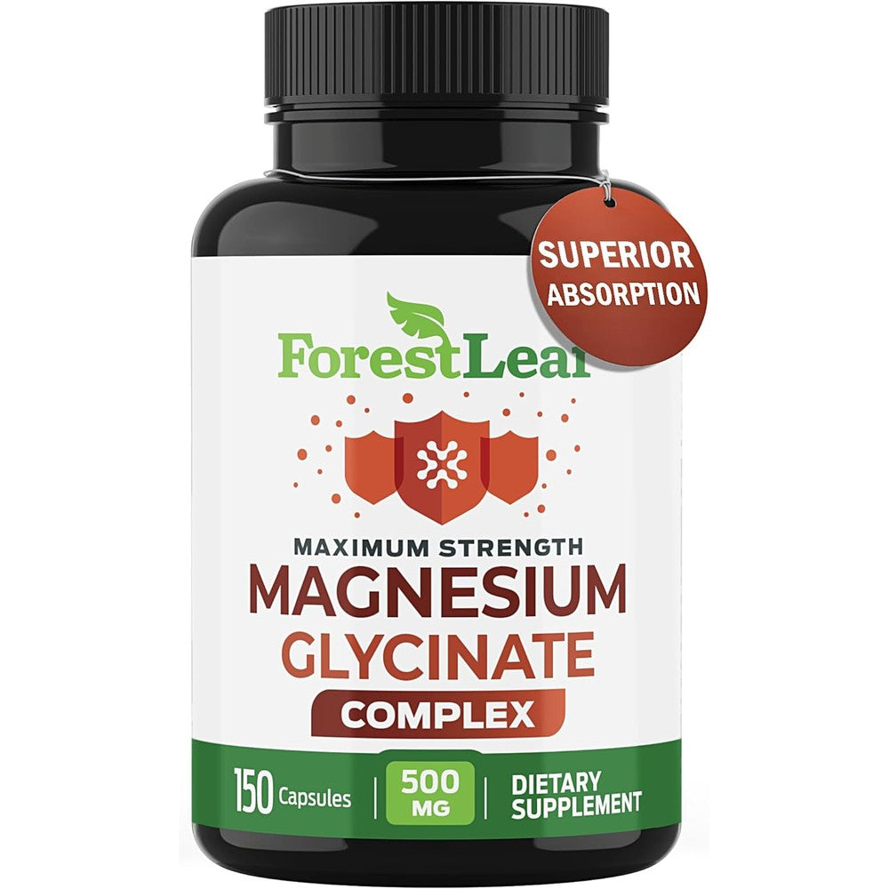 Magnesium Glycinate 500mg Complex - Magnesium Supplement Capsules for Sleep and Calmness - Non-GMO, 3rd Party Tested - 150 Pills for Women & Men by ForestLeaf