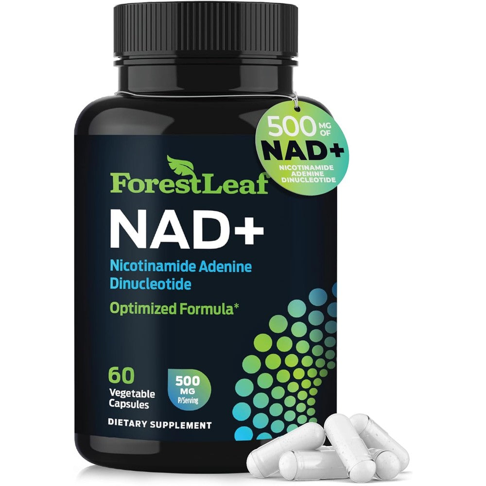 NAD+ Supplement - 500mg of Pure NAD Plus for Energy, Focus, Skin & Anti-Aging Support - Gluten Free Non-GMO NAD Supplements for Women & Men (60 Count, NAD +)