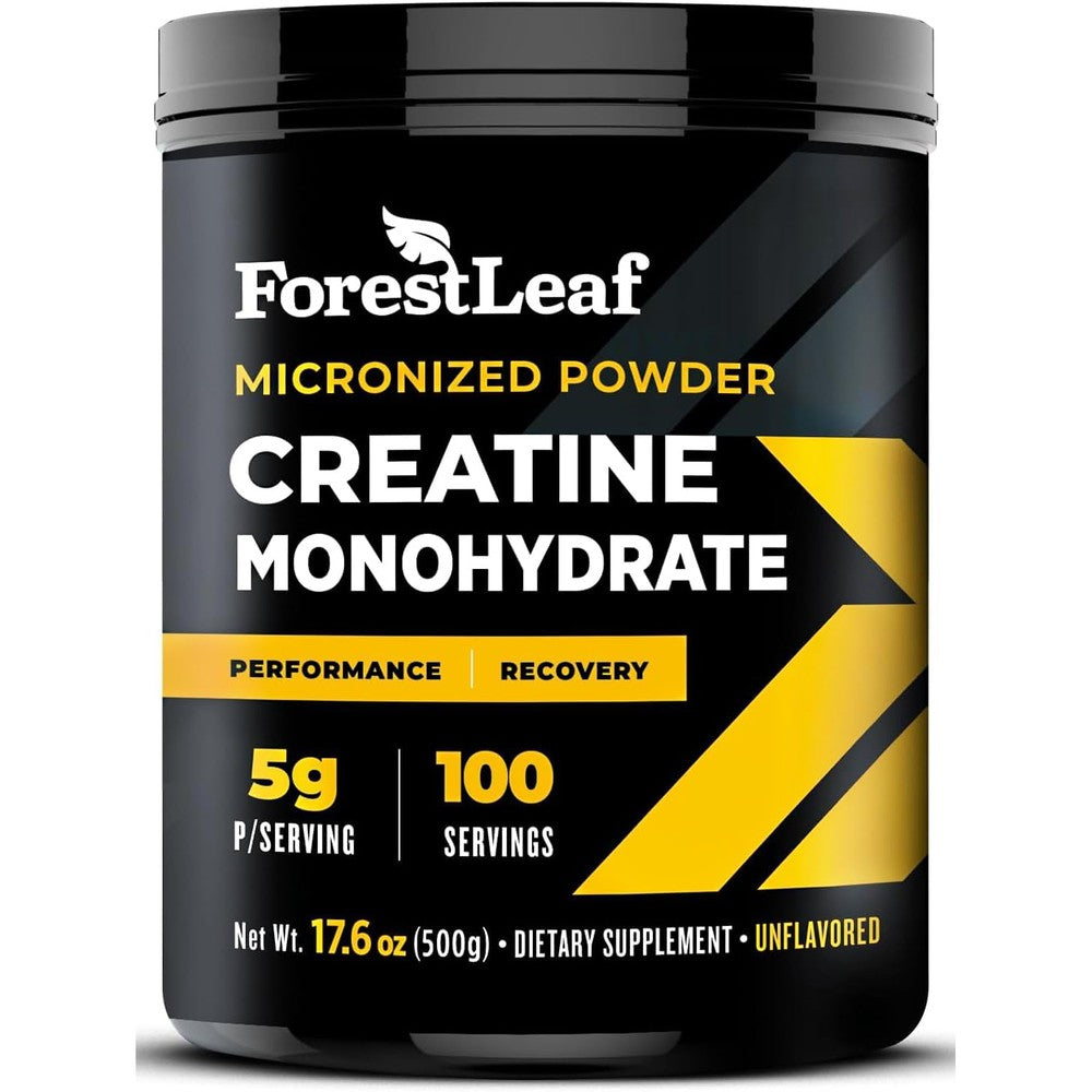 ForestLeaf Micronized Creatine Monohydrate Powder - Maximize Muscle Growth & Strength - Unflavored Creatine for Women and Men - 5G Per Serving - 100 Servings
