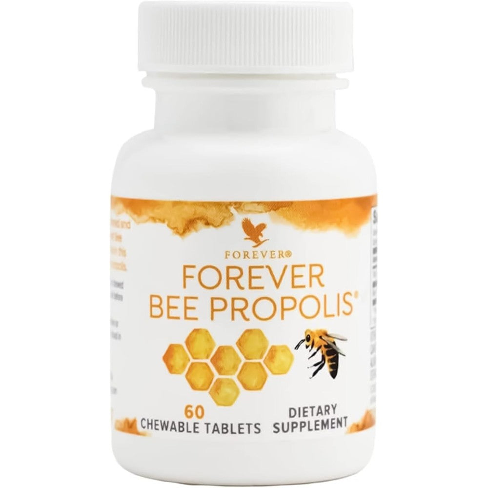 Forever Living Bee Propolis chewable tablets front view bottle packaging for daily immune defense.