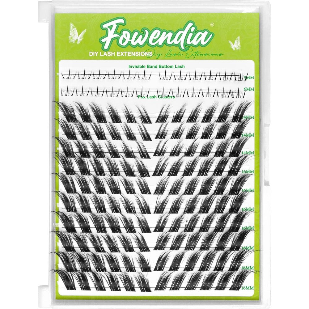 Fowendia Fox Cat Eye Lashes D Curly Lash Clusters 8-18mm Manga DIY Lash Extension 0.3mm Wispy Individual Cluster Eyelash Extensions, Fairy Fox