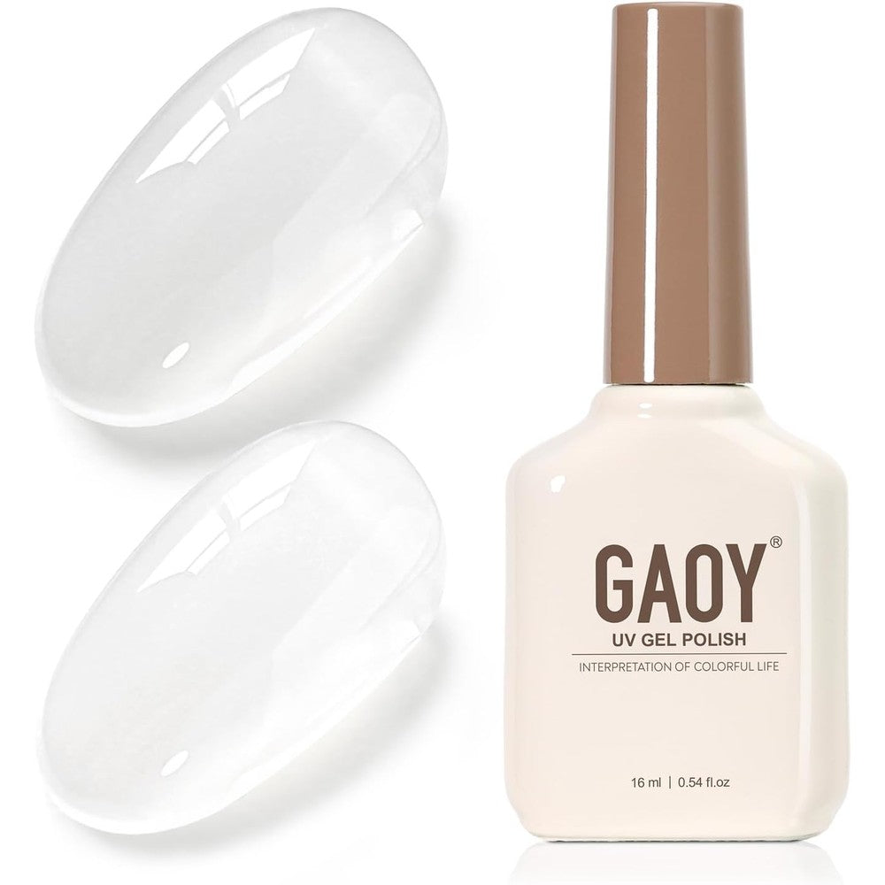 GAOY Jelly White Gel Nail Polish, 16ml Sheer Natural Base Color Soak Off Gel Polish, UV Light Cure for Nail Art DIY at Home, 4395 Milky Clear