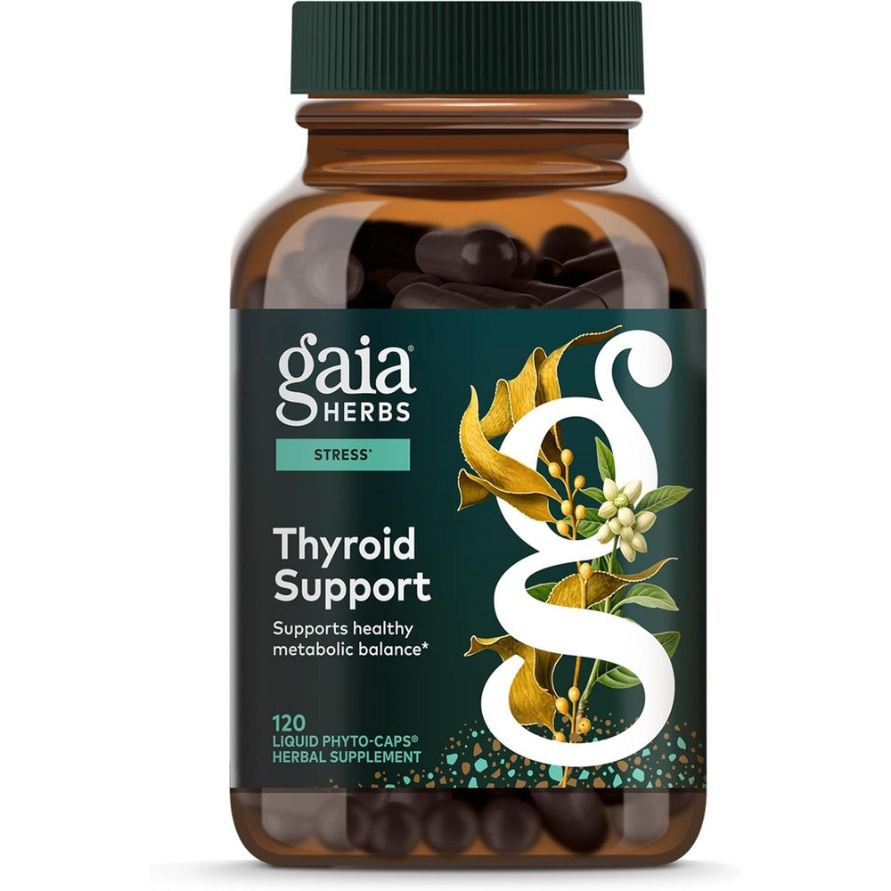 Gaia Herbs Thyroid Support - Made with Ashwagandha, Kelp, Brown Seaweed & Schisandra to Support Healthy Metabolic Balance & Overall Well-Being* - 120 Vegan Liquid Phyto-Caps (60 Servings)