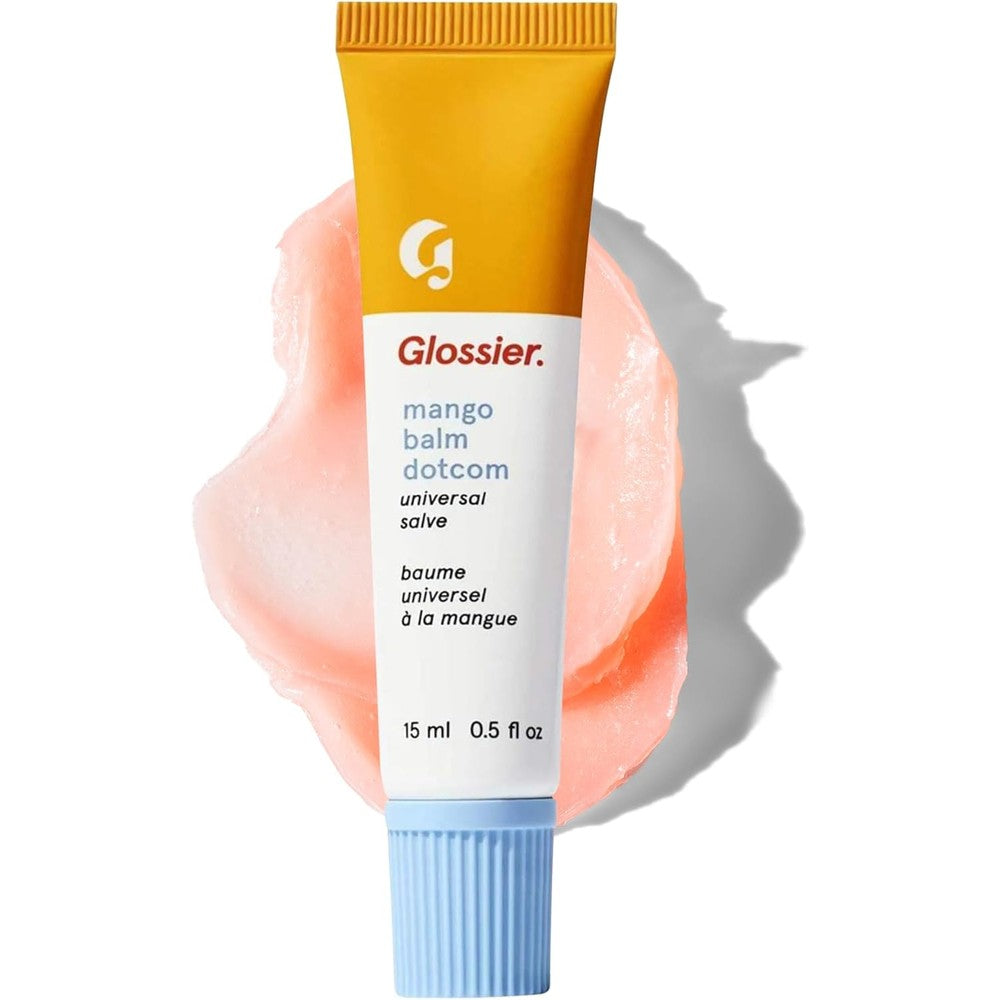 Glossier Balm Dotcom Hydrating Tinted Lip Balm - Universal Salve, Up to 12Hr Moisture for Dry Lips, Cuticles & Skin - Lanolin, Beeswax & Castor Oil - Mango, Tropical Peach Tint, 15ml
