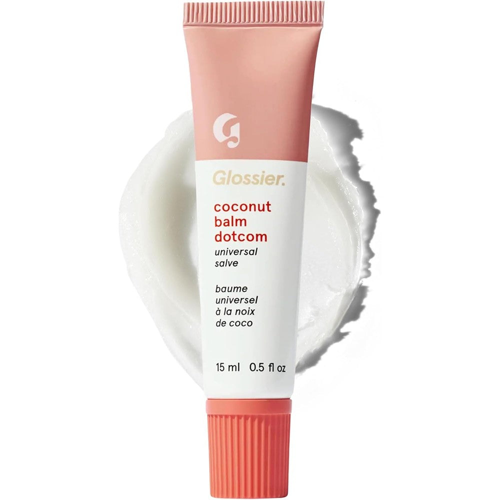 Glossier Balm Dotcom Hydrating Lip Balm - Universal Salve, Up to 12Hr Moisture - Lanolin, Beeswax & Castor Oil for Dry Lips, Cuticles & Skin - Coconut, Clear Untinted, 15ml