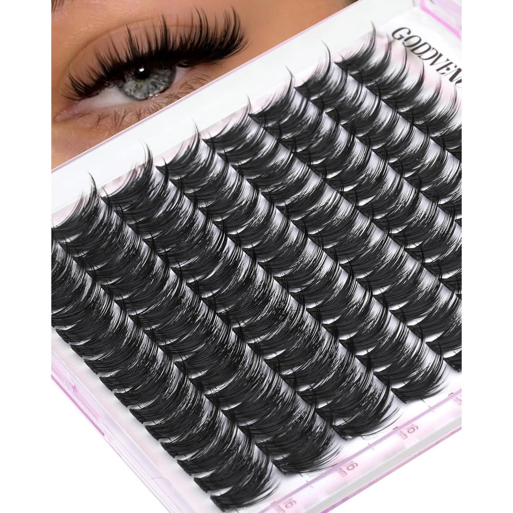 Fluffy Manga Lash Clusters 12-14-16mm Wispy Cluster Eyelash Extensions Anime Eyelashes Clusters Reusable Faux Mink Fairy Individual Lash Extension (CC Curve 128 pcs)