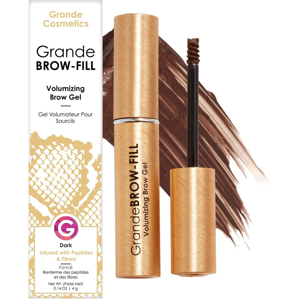 Grande Cosmetics GrandeBROW-FILL volumizing brow gel front view product packaging