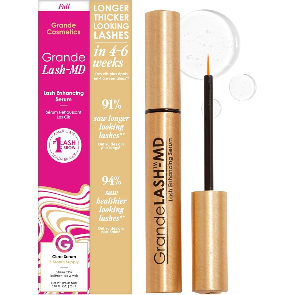 Grande Cosmetics GrandeLASH-MD Lash Enhancing Serum Peptide And Vitamin Infused Formula For Longer Thicker Fuller Looking Lashes 2 Milliliter