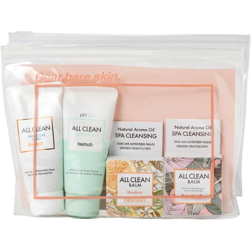 [heimish] All Clean Mini Kit (Green Foam 30ml + White Foam 30ml + Black Tea Blister + All-Balm Blister + Sample 3ea) | Perfect Skincare Solution for On-the-Go Cleansing | Travel-sized, mini set