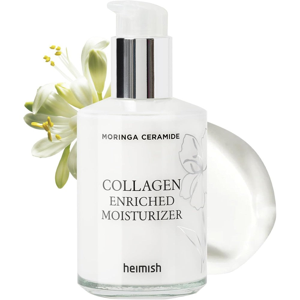 HEIMISH Moringa Ceramide Collagen Enriched Moisturizer - Hydrating, Nourishing, Plumping, Anti-aging Essence, Lightweight Emulsion with Ceramides, Collagen, For All Skin Types, 4.1fl.oz/120ml