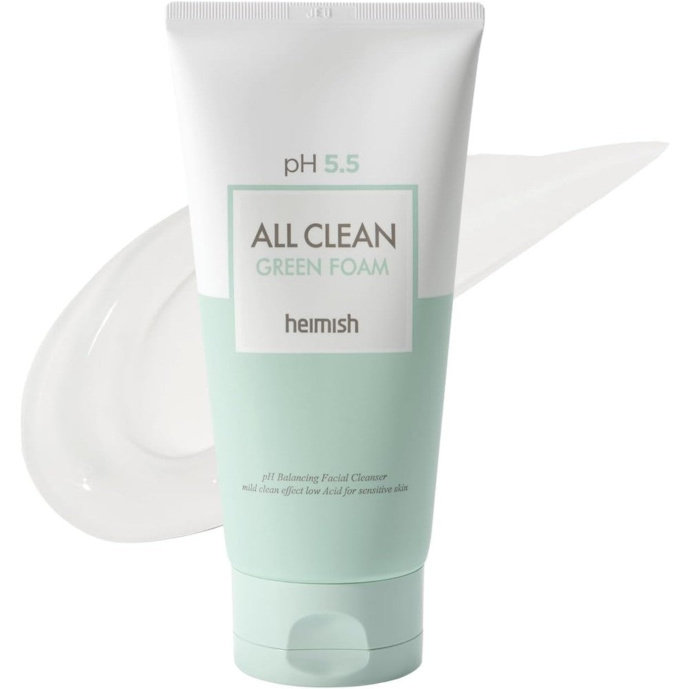HEIMISH All Clean Green Foam Moisturizing Face Cleanser, Hydrating Gentle Gel Cleanser, Daily Face Wash for Sensitive Skin with Amino Acid, P.H 5.5, for Double Cleansing, Korean Skincare, 5.3oz/150g