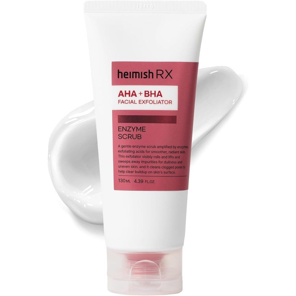 HEIMISH RX AHA BHA Enzyme Scrub - Facial Exfoliating Scrub, Chemical Exfoliant, Gentle Exfoliator for face with Salicylic Acid, For All Skin Types, Skin Texture Improvement, 130ml (4.39 fl.oz)
