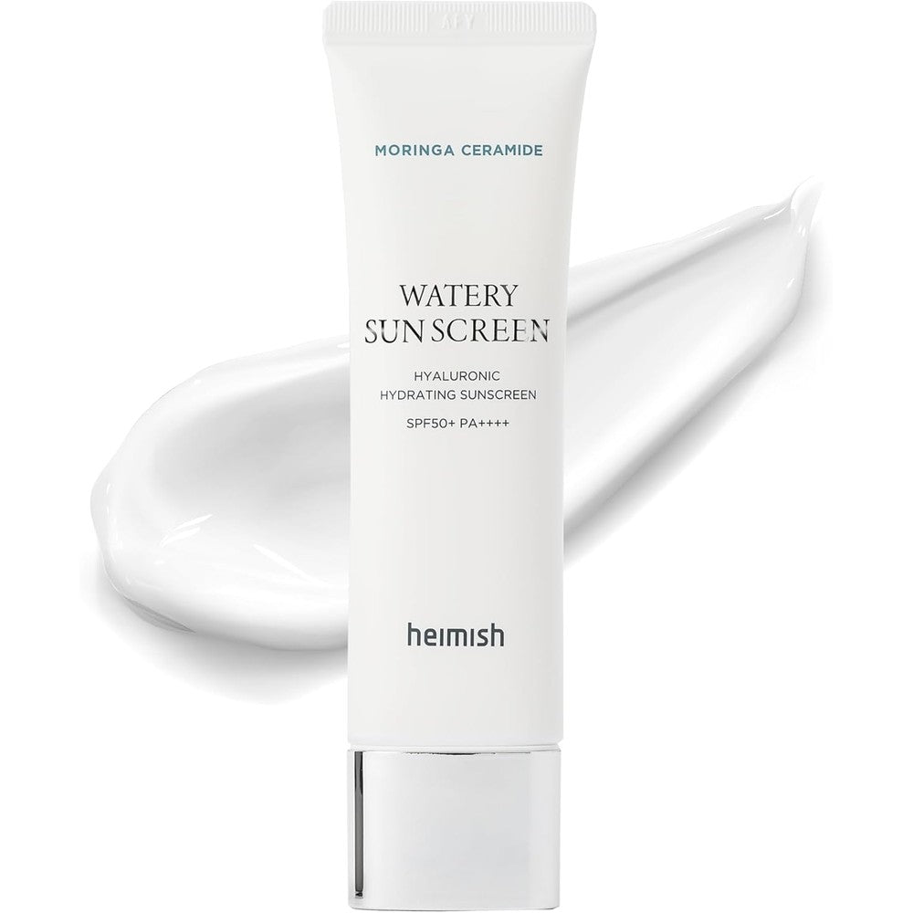 HEIMISH Moringa Ceramide Hyaluronic Hydrating Watery Sunscreen - SPF Face Moisturiser, Daily Sunscreen For Face, Broad Spectrum SPF 50, Non-greasy, Lightweight with Hyaluronic Acid, 1.7fl.oz/50ml