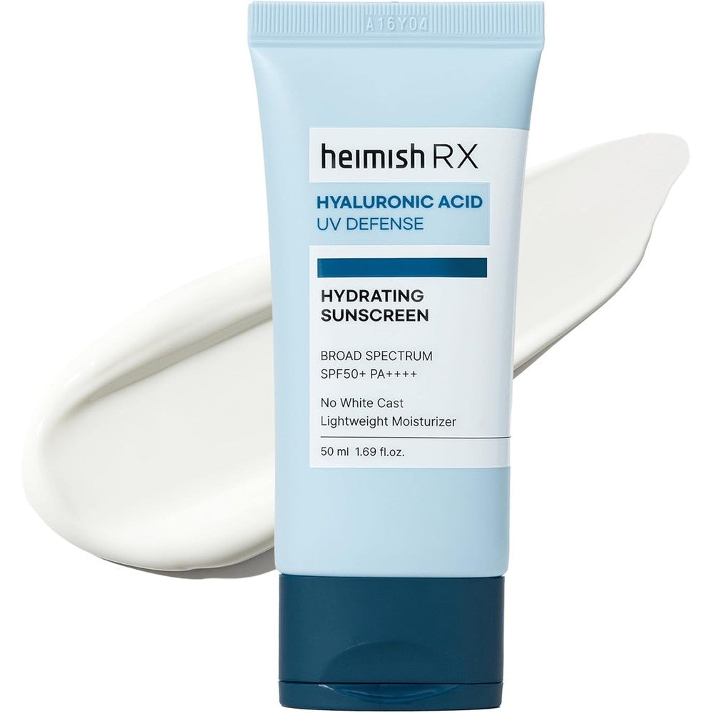 HEIMISH RX Hyaluronic Acid Hydrating Sunscreen - Daily Sunscreen For Face, SPF Face Moisturiser, Broad Spectrum SPF 50, No White Cast, Lightweight, Fast-absorbing, Korean Skincare, 50ml (1.69 fl. oz)