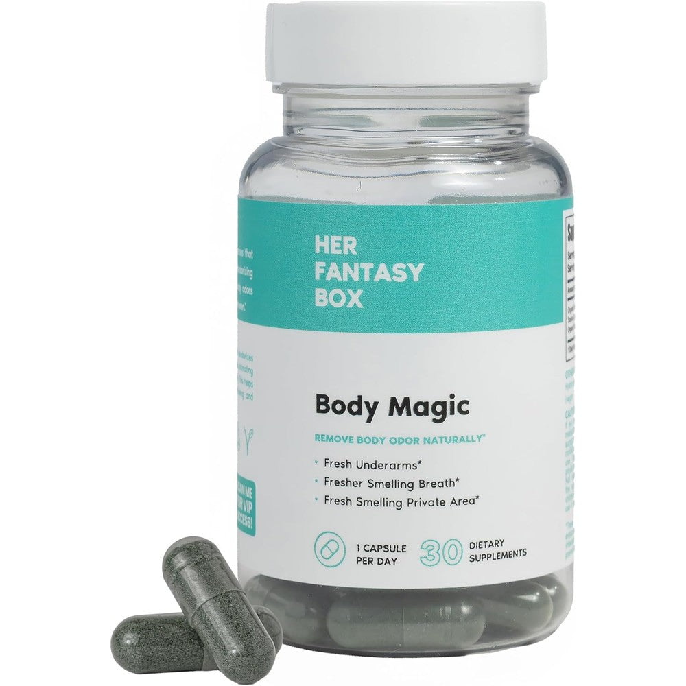 Her Fantasy Box | Body Magic | Chlorophyll Capsules - Vegan Detox & Digestion Support, Gut & Skin Health, Natural Energy Booster - 30 Capsules (200 mg)