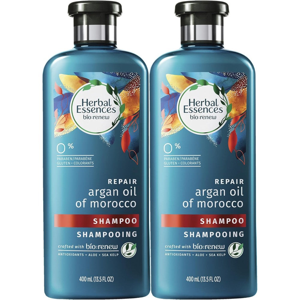 Herbal Essences Argan Oil of Morocco Shampoo for Color Treated Hair, Treatment for Damaged Hair, Paraben Free, BioRenew, 13.5 FL OZ (Pack of 2)