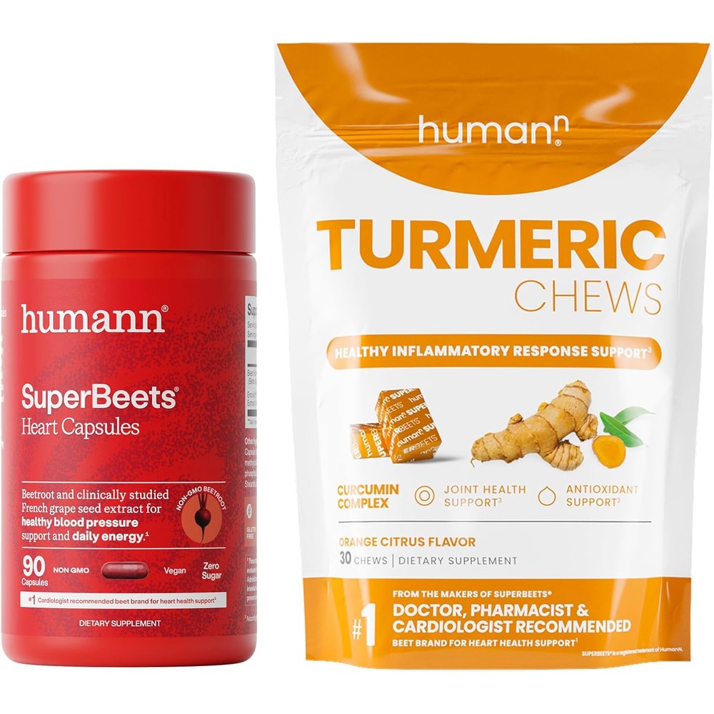 Humann SuperBeets Beet Root Capsules and Turmeric Chews