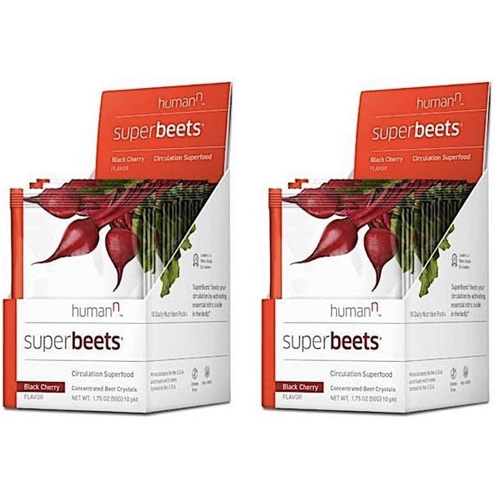 HumanN SuperBeets Circulation Superfood Concentrated Beet Powder Nitric Oxide Boosting Supplement (Black Cherry Flavor, 0.175-Ounce, 20 Packets)