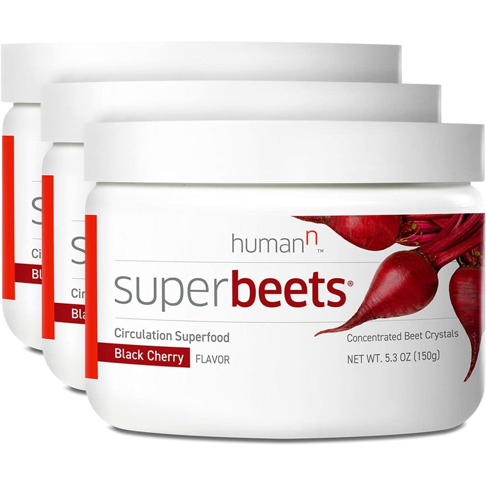 HumanN SuperBeets Circulation Superfood Concentrated Beet Powder Nitric Oxide Boosting Supplement (Black Cherry Flavor, 5.3-Ounce, 3-Pack)