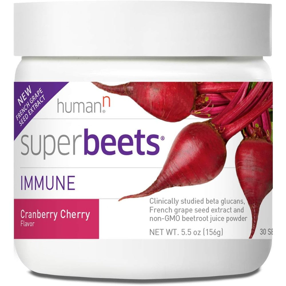 Humann SuperBeets Immune Powder - Grape Seed Extract and Wellmune(R) Beta Glucans - Cranberry Cherry Flavor, 5.5-Ounce