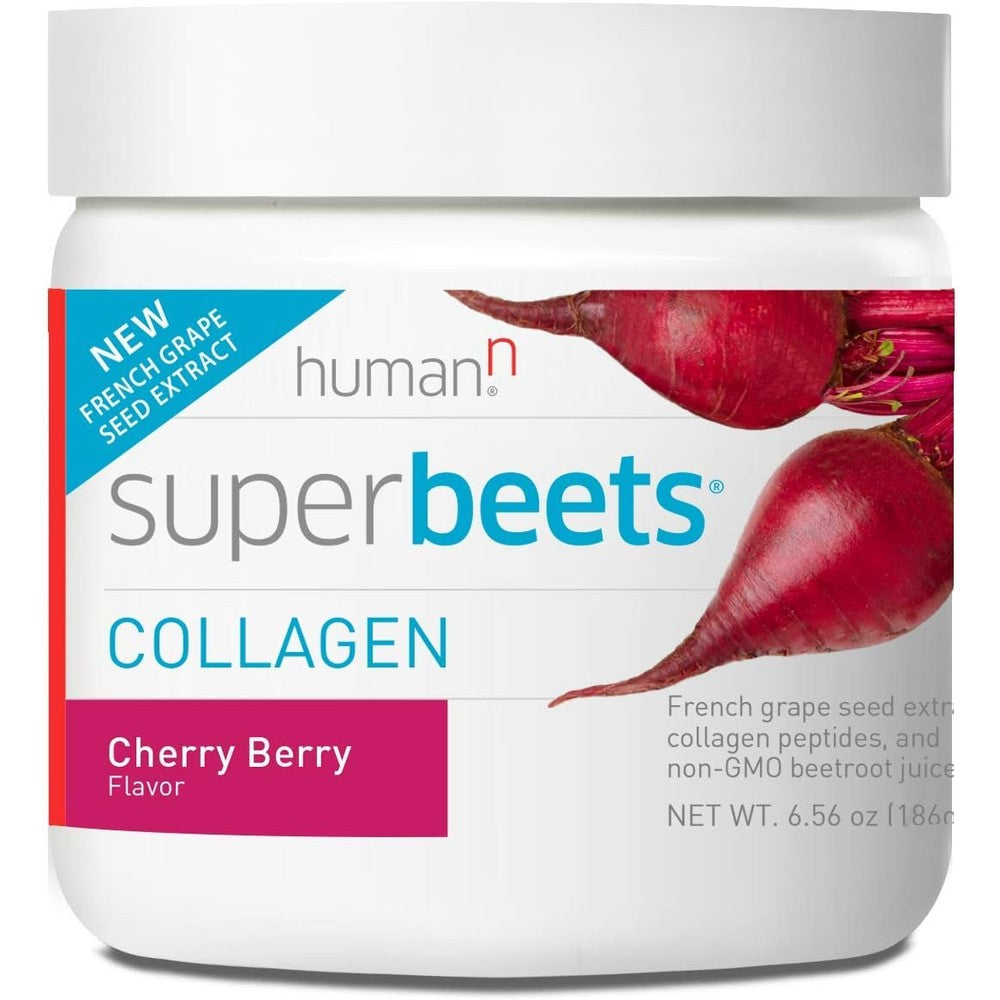Humann SuperBeets Collagen Powder - Cherry Berry Flavor, Gluten Free - 30 Servings