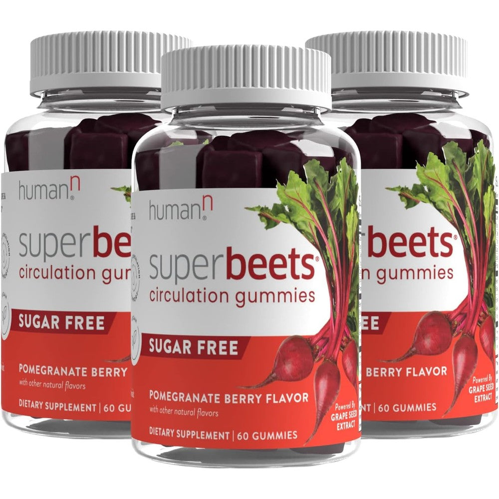 Humann SuperBeets Circulation Gummies - Heart-Healthy Energy - Grape Seed Extract & Beet Root Powder - Pomegranate Berry Flavor, 180 Count