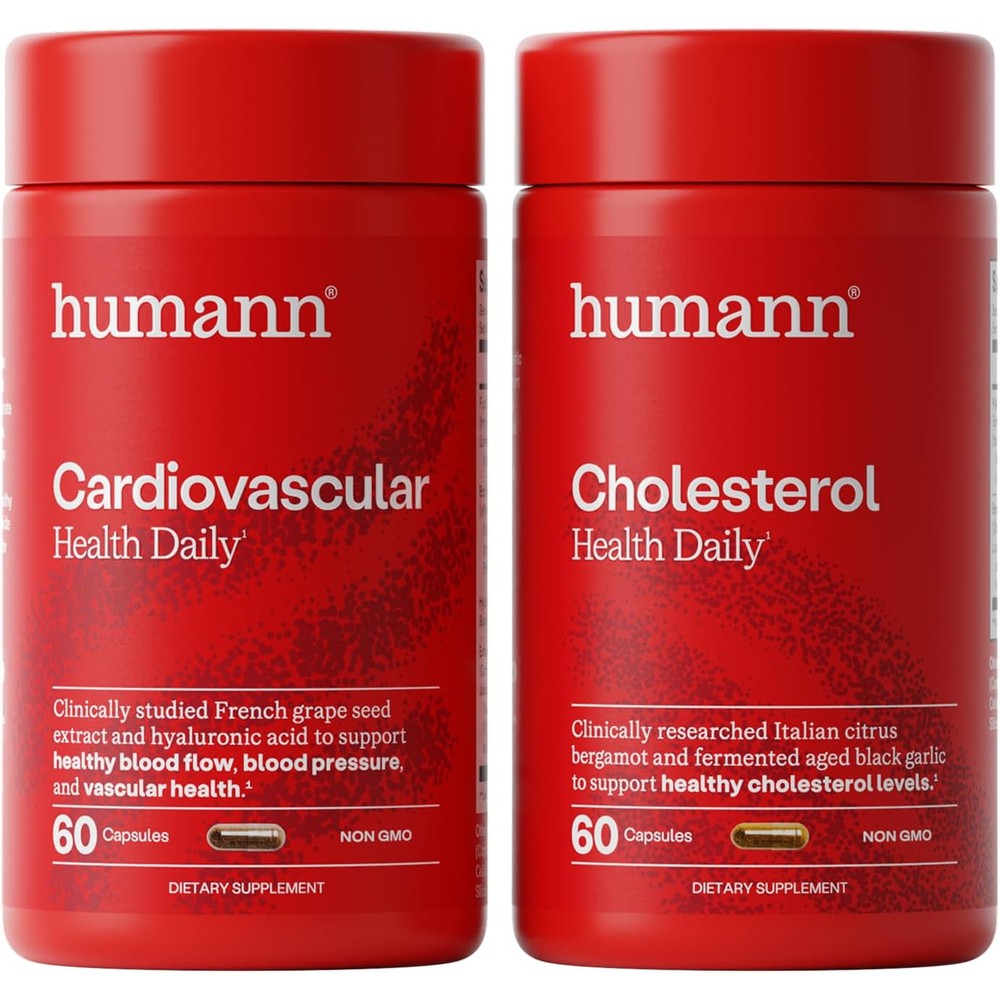 Humann Cholesterol & Cardiovascular Health Daily Bundle, Cholesterol and Blood Pressure Support Supplements 120ct