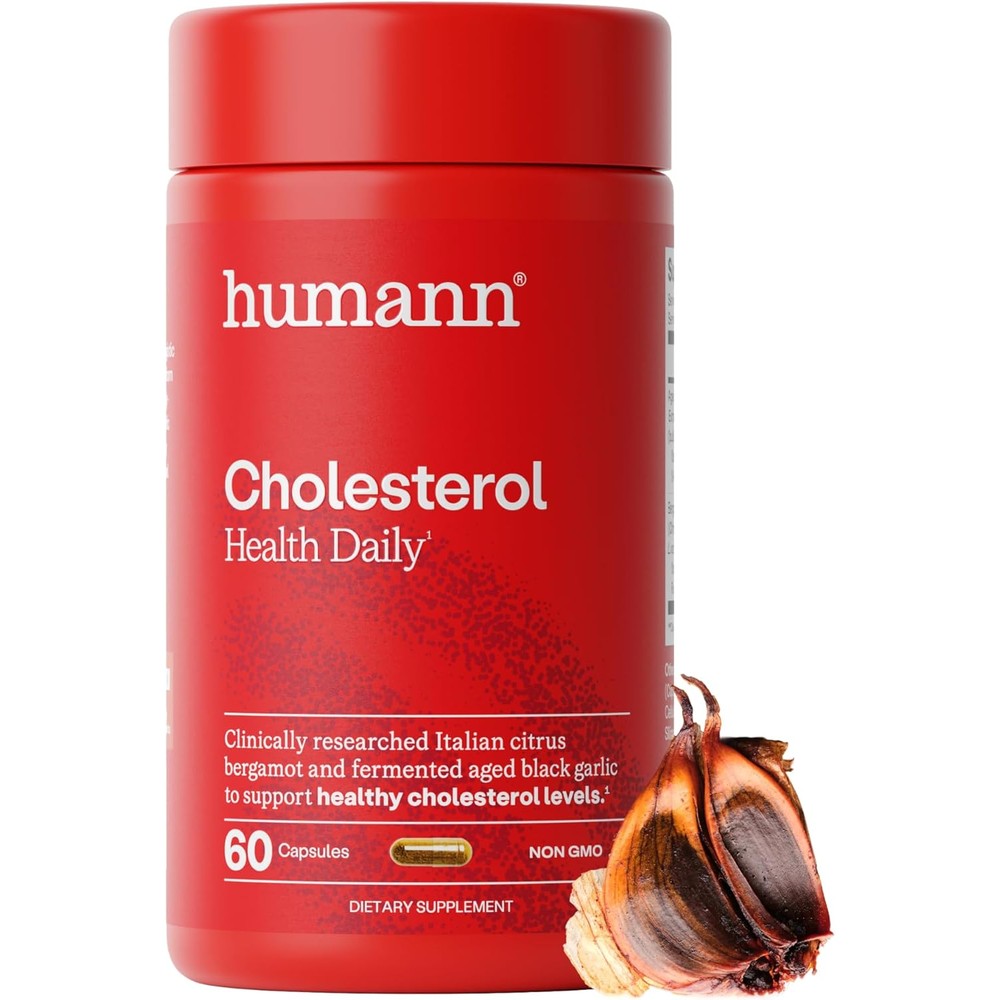 Humann Cholesterol Health Daily, Aged Black Garlic Extract & Citrus Bergamot, Cholesterol & Lipid Support Supplement, 60 Capsules