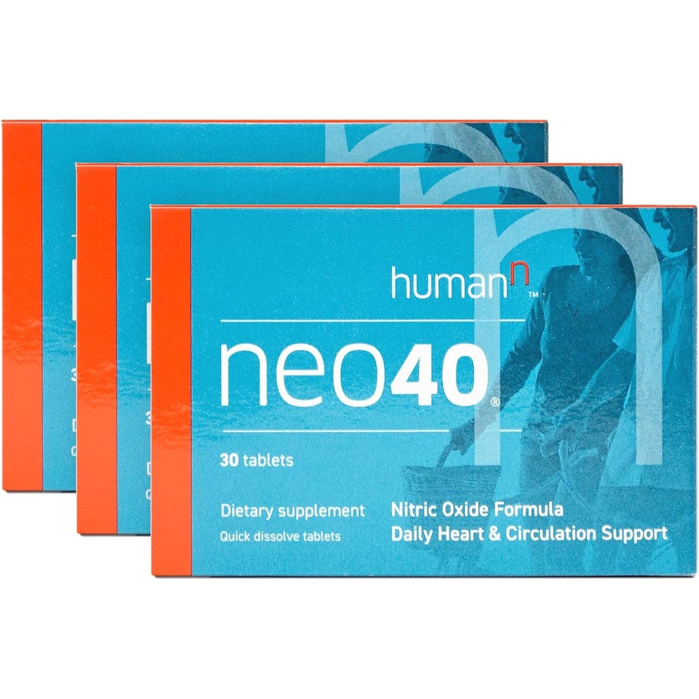 HumanN Neo40 Daily Heart & Blood Circulation Supplements to Boost Nitric Oxide - Supports Blood Pressure - Includes 3-Packs of 30 Dissolvable Tablets Each - Tasty Fruity Flavor