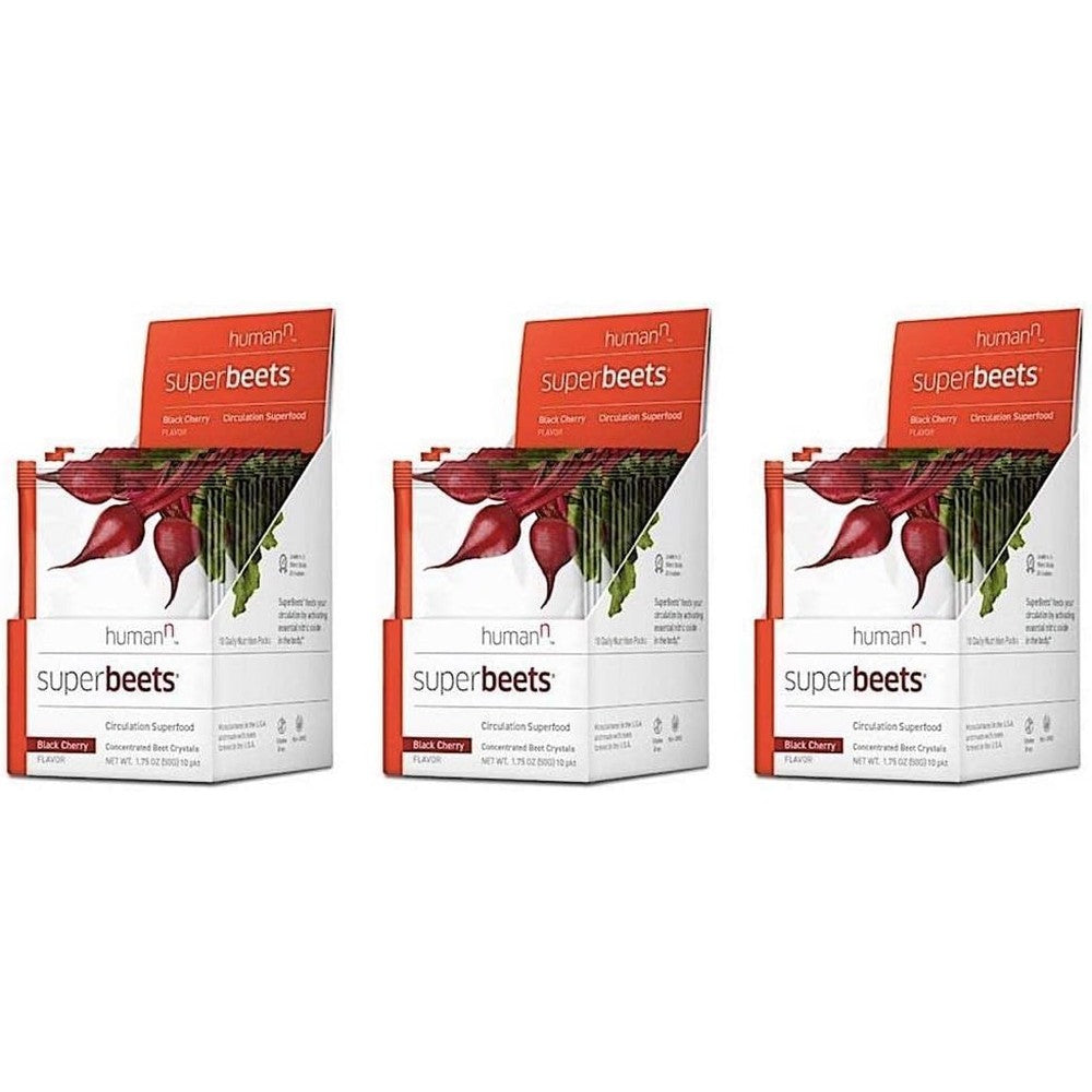 HumanN SuperBeets Circulation Superfood Concentrated Beet Powder Nitric Oxide Boosting Supplement (Black Cherry Flavor, 0.175-Ounce, 30 Packets)