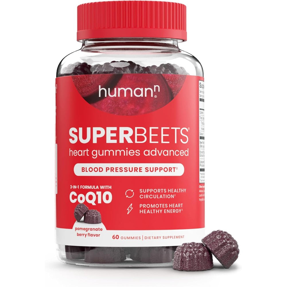 HumanN SuperBeets Heart Gummies Advanced with CoQ10, Pomegranate Berry, 60 Count
