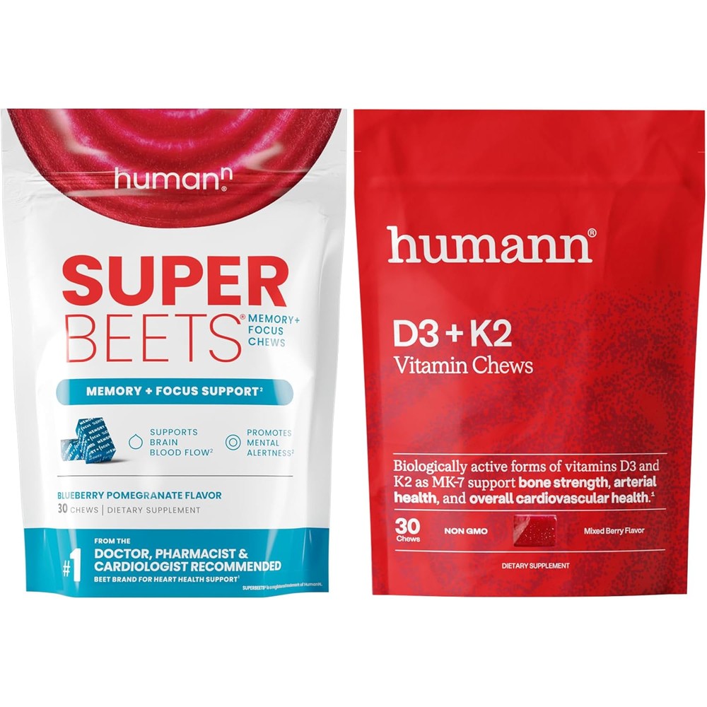 Humann SuperBeets Memory + Focus & D3 + K2 Chews