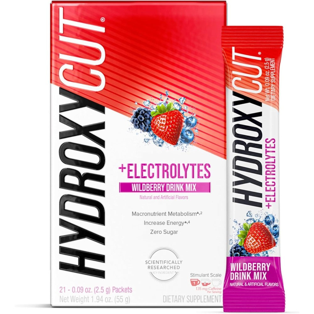 Hydroxycut Wildberry Blast Drink Mix Metabolism Booster 135mg 21 Packets