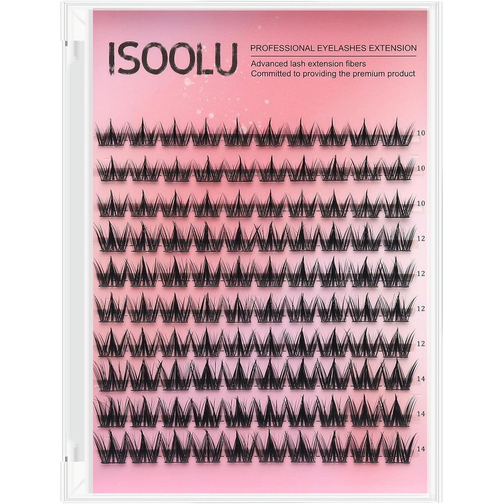 ISOOLU Lash Clusters Manga Individual Lashes Wispy Eyelash Clusters WideSpan Eyelash Extension Kit with Lash Bond and Seal Wet-Look Spiky Cluster Lashes (Cutey 240PCS)
