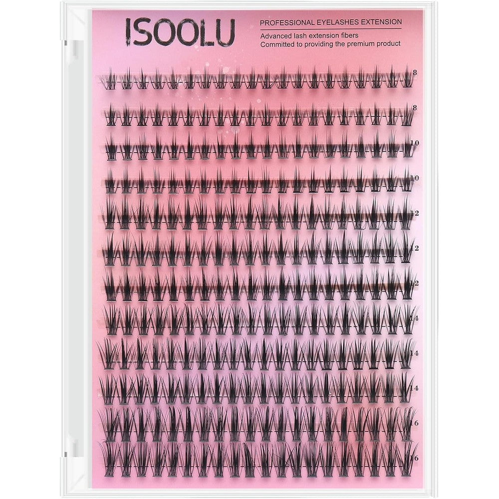 ISOOLU Lash Clusters Manga Individual Lashes Wispy Eyelash Clusters WideSpan Eyelash Extension Kit with Lash Bond and Seal Wet-Look Spiky Cluster Lashes (Anime Lash Clusters)
