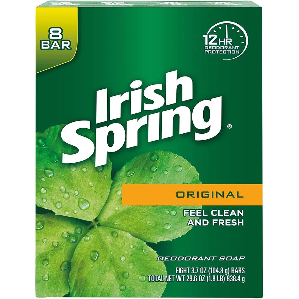 Irish Spring Original Deodrant Soap Unisex Soap, 3.75 Oz Bars, 8-Count