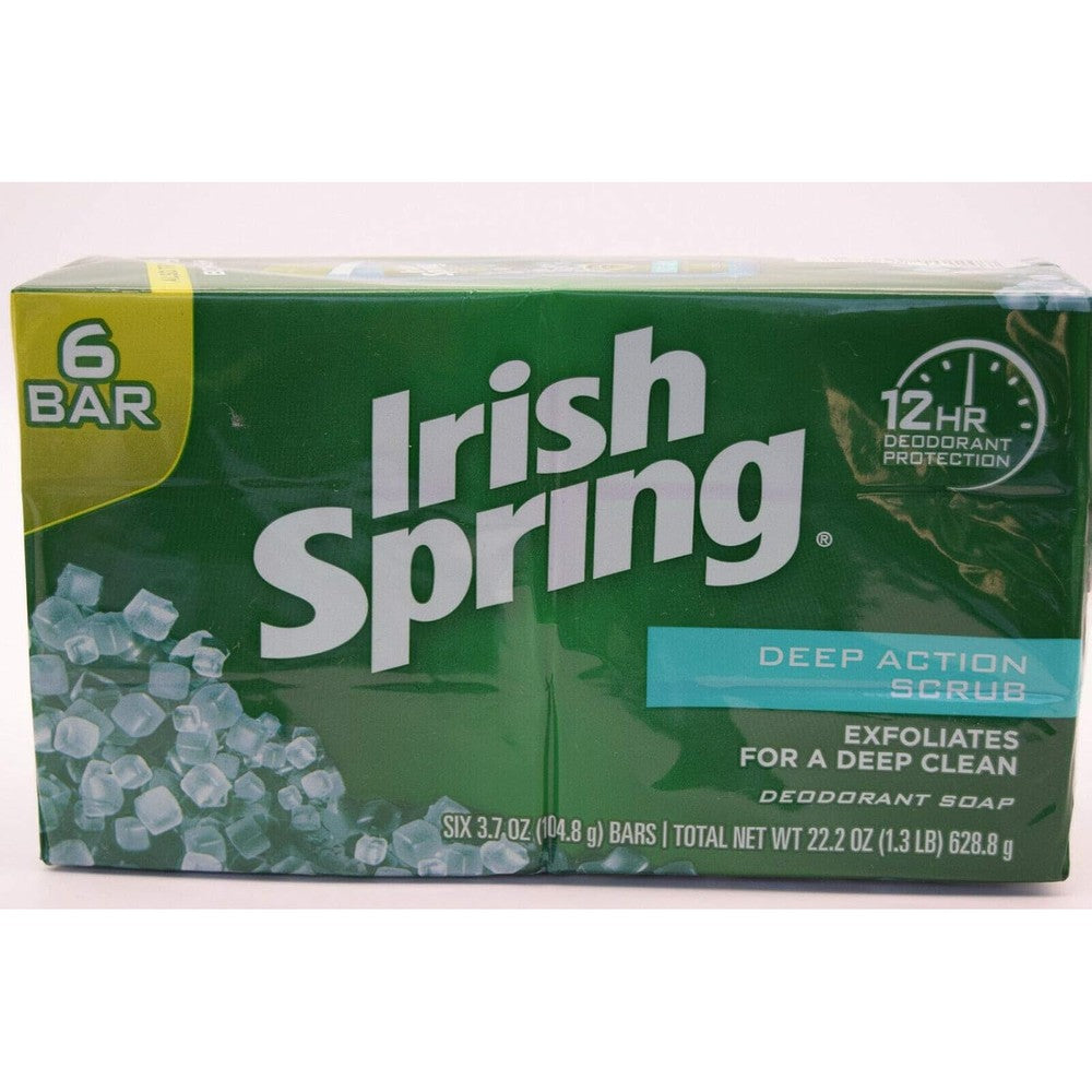 Irish Spring Deep Action Scrub bar soap pack of 6 front view