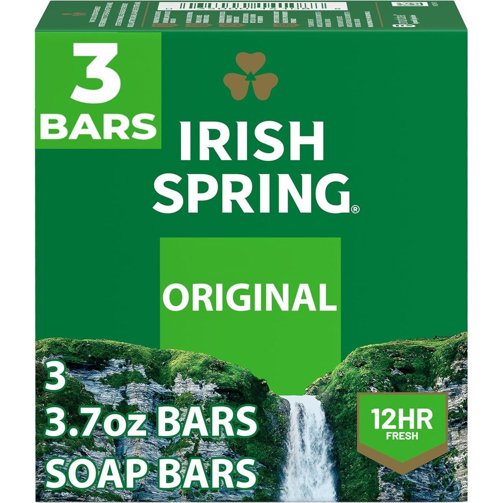 Colgate Irish Spring Original deodorant bar soap 3 count pack front view