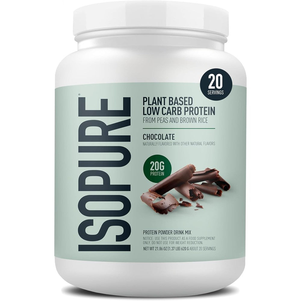 Isopure Plant-Based Protein Powder - 20g Organic Pea and Rice Protein with a Complete Amino Acid Profile - Supports Muscle Recovery & Lean Nutrition, Chocolate, 20 Servings