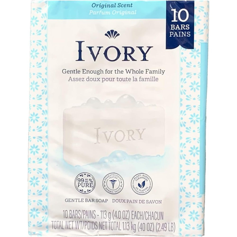 Ivory Original Bar Soap (10 Bars of 4 Oz Each), 39.8 Oz