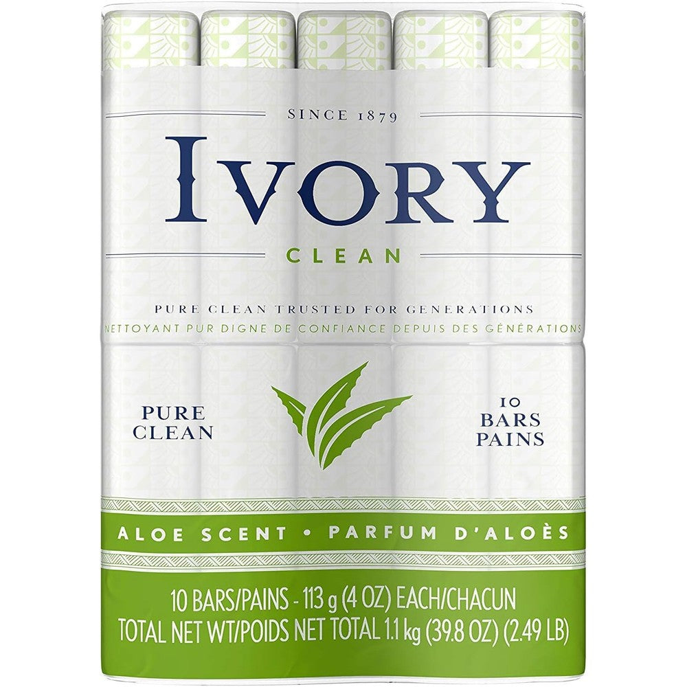 Ivory Bar Soap, Bath Size, Aloe 10 ea (Pack of 10)
