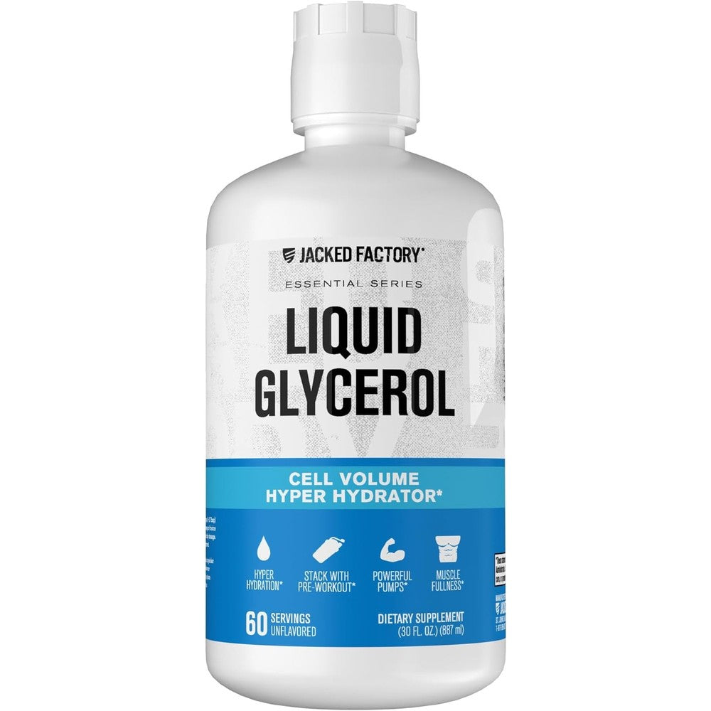 Jacked Factory Liquid Glycerol Cell Volume Hyper Hydrator - Pump Pre Workout with Vegan Glycerol for Muscle Pumps, & Strength - 60 Servings, Unflavored