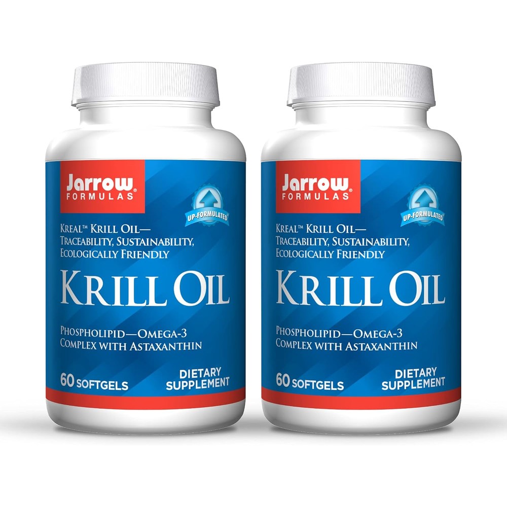 Jarrow Formulas Krill Oil 60 softgels front bottle view for heart and brain health support
