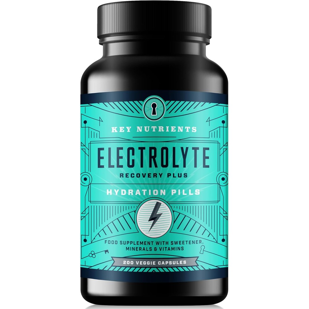 KEY NUTRIENTS Electrolyte Tablets, 200 Capsules, Salt for Dehydration, Fasting Electrolytes- Salt Pills with Electrolytes, No Sugar, Gluten Free Hydration Tablets Made in USA