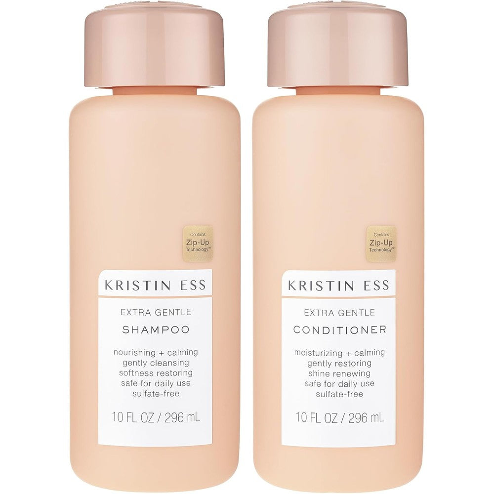 Kristin Ess Hair Extra Gentle Shampoo + Conditioner Bundle - Sensitive Skin + Scalp, Cleanses, Nourishing + Calming, Hydrating Conditioner, Vegan, Sulfate Free, Color Safe + Keratin Safe, 2 Piece Set