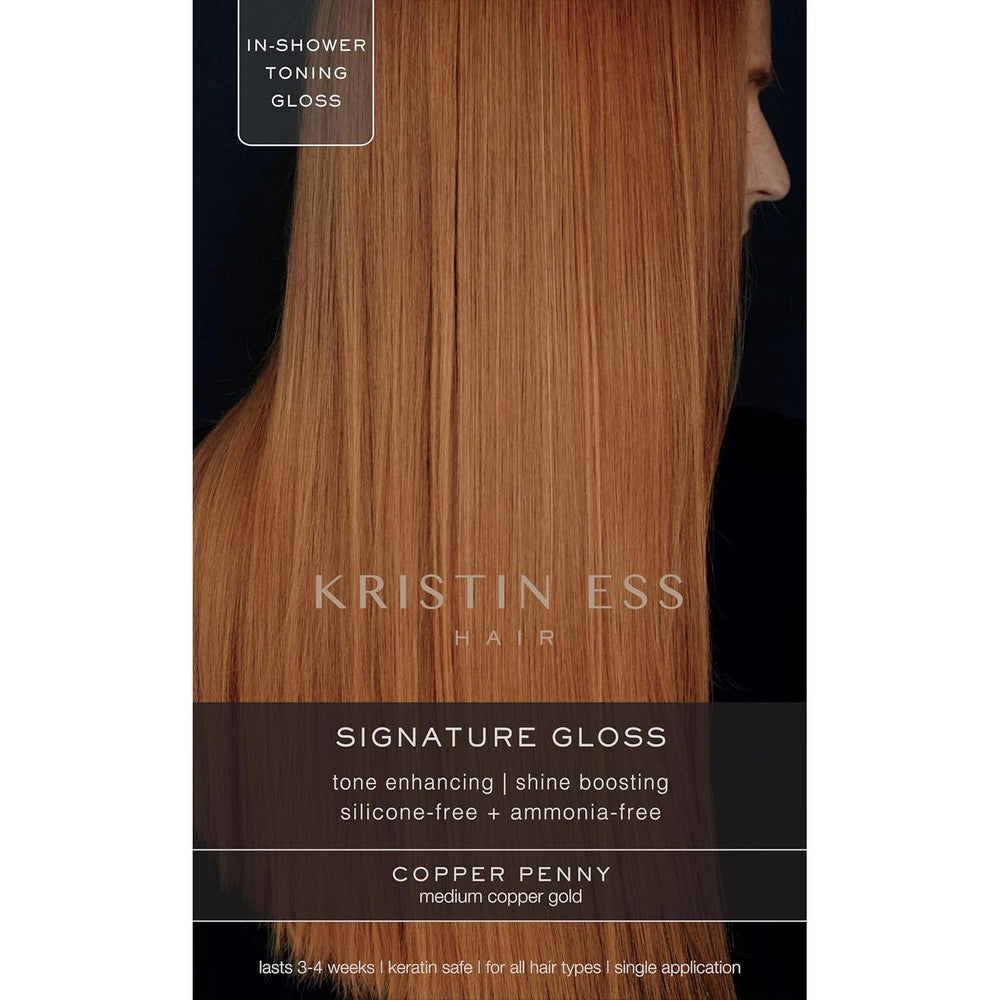 Kristin Ess Hair Copper + Auburn Hair Gloss Semi Permanent Hair Dye - Copper Penny - Shine Boosting Red, Auburn + Strawberry Blonde Color - Deep Conditioning Brightening Treatment for Women - Vegan