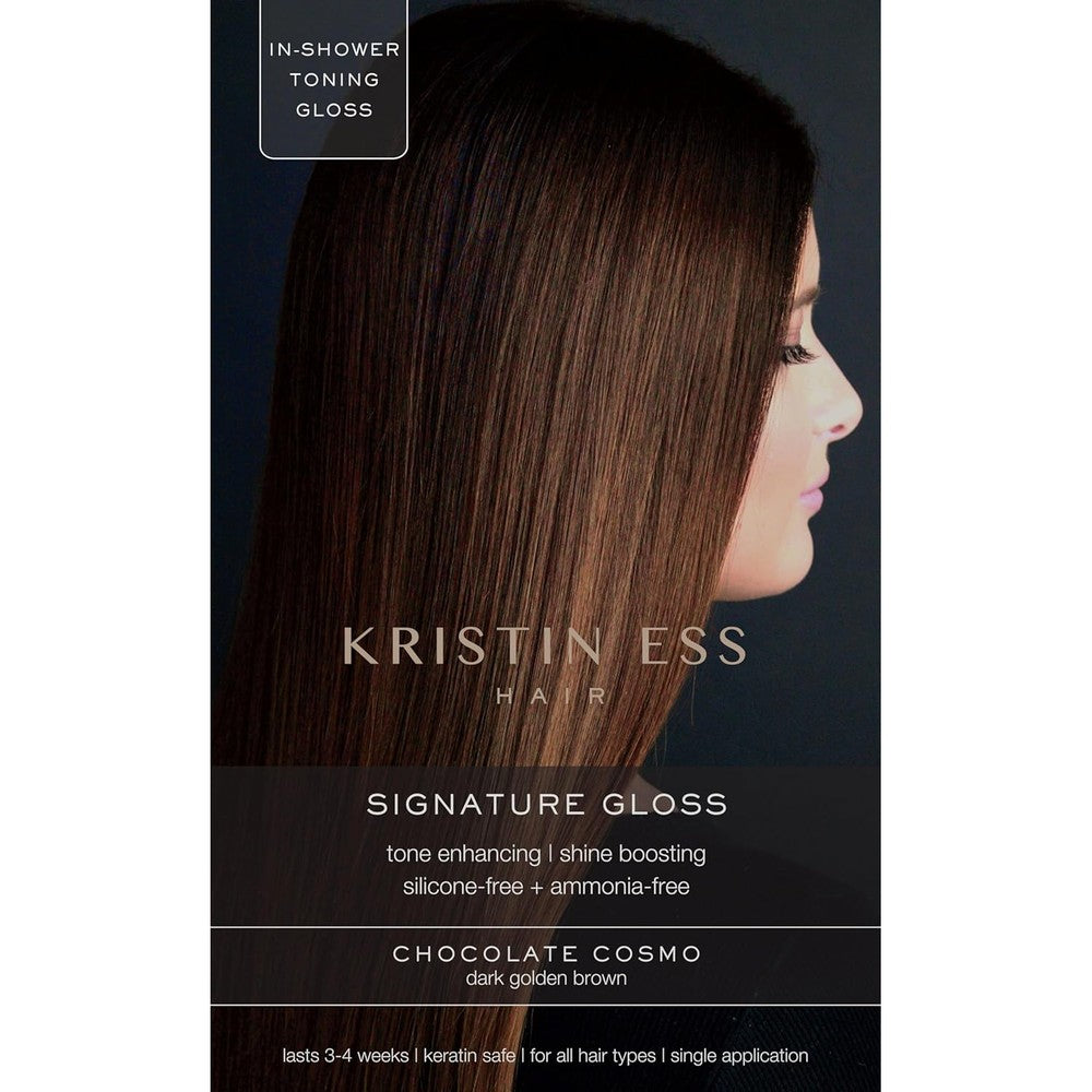 Kristin Ess Hair Gloss in Chocolate Cosmo Dark Golden Brown - 4 Wk Semi Permanent Hair Color for Women - Chocolate Brown Color Depositing Conditioner & Toner for Vibrant Color + Shine - Hair Dye Glaze