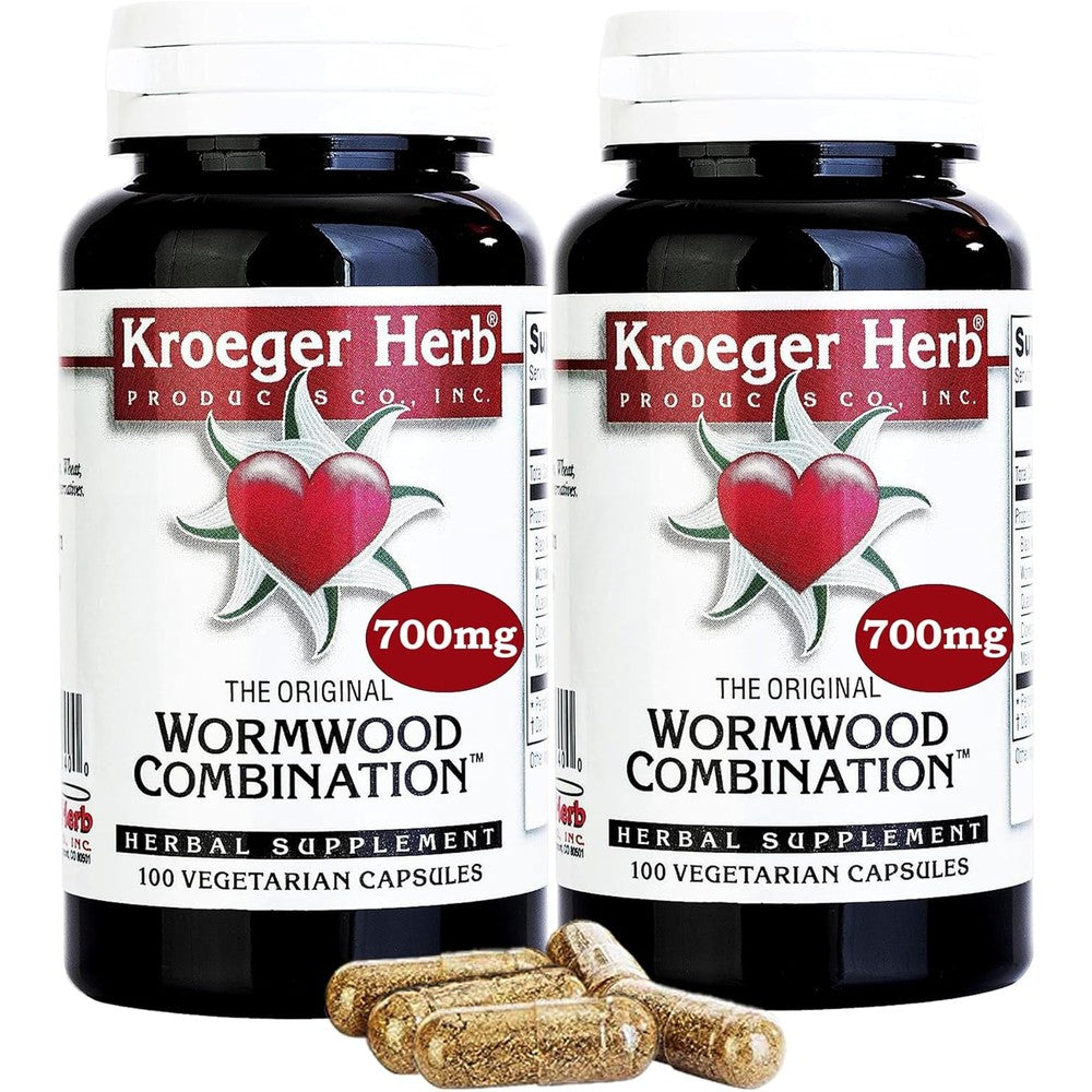 Kroeger Herb Products Wormwood Combination 200 capsules front view bottle for digestive health