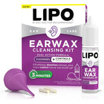 Lipo Earwax Cleansing Kit with Peroxide Free Ear Drops & Bulb Syringe & Cotton Plugs, Effortlessly Dissolves Ear Wax, Easy to Use Ear Wax Removal Kit,