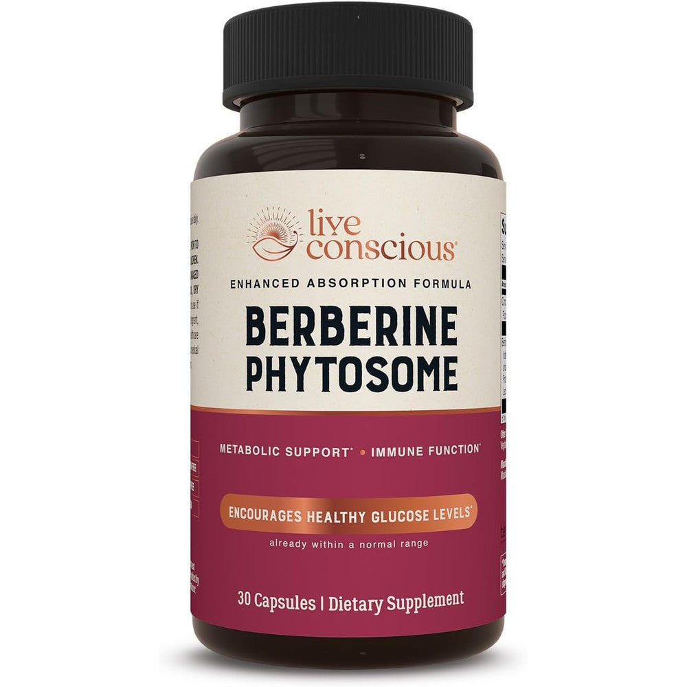 Live Conscious Berberine Phytosome - Advanced & Bioavailable Berberine Formula, Optimal Energy, Metabolic Health & Weight Management - 30 Servings